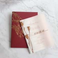 Customized Invitation Card With Trifold Vellum Paper Cover Foiling Invitation
